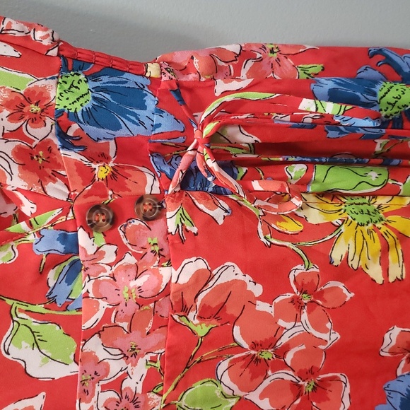 Sienna Sky NWT Red Flutter Sleeve Multicolor Floral Wrap Style Dress - Picture 5 of 9